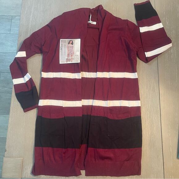 🆕Grace Karin women open front knit striped cardigan sweater lightweight Size XL - Picture 1 of 12